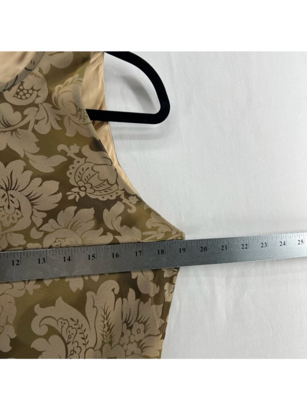 Donna Ricco Floral Chiffon A-Line Dress Womens 10 Tie Keyhole Sleeveless Vtg Tan - Picture 3 of 13